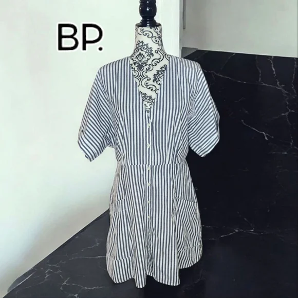 BP Striped Gray and White Dress - Large - Picture 1 of 8